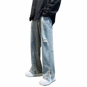 Fi Street Style Ripped Skinny Jeans Hommes Vintage w Solide Denim Pantalon Hommes Casual Slim Fit Crayon Denim Pantalon vente chaude X7dB #