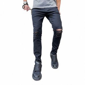 fi Street Style Ripped Skinny Jeans Mannen Vintage w Solid Denim Broek Heren Casual Slim fit potlood denim Broek hot koop r6x5 #