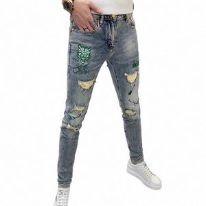 fi Street Style Ripped Skinny Jeans Mannen Vintage w Solid Denim Broek Heren Casual Slim fit potlood denim Broek hot koop l47k #