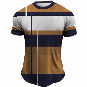 Fi Streep Afdrukken T-shirt Voor Mannen Zomer Sneldrogend Materiaal Sport Tees Casual O-hals Oversized T-shirt Korte Mouw Tops s6ET #