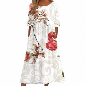 Fi Summer Dres 2024 Vintage manches courtes A-ligne Imprimer Sundres pour femmes Casual Vacati Holiday Dres pour les femmes r6Lq #