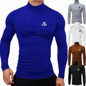 Fi Thermal Underwear Tops Men's Men's Casual Slim Coldleneck Bottom Shirt LG Sleeve Basic Autumn Pullover Mock Neck Under-Dirt 54JH # #