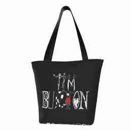 fi Tim Burt Alphabet Shop Bolsas de asas Reciclaje Halen Película gótica Lienzo Comestibles Shopper Bolso de hombro b3Ez #