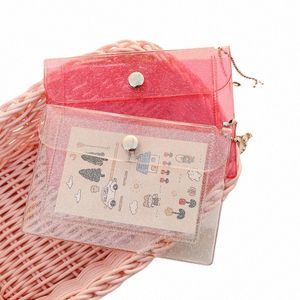 Fi Transparent imperméable PVC Femme Femme Carte Busin Carte Busin Men de crédit Sac de carte ID Mini portefeuille Girls Pourse N7KX #