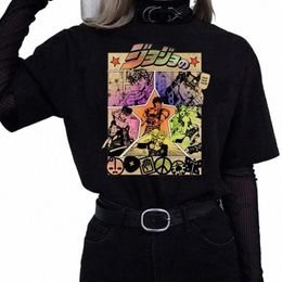 Fi Unisex Jojo Bizarre Adventure Tallas grandes Mujeres Camiseta Tops Carto Anime Harajuku Hombres Camiseta Casual Streetwear W0iR #