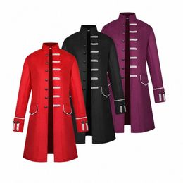 Fi Vintage para hombre chaqueta gótica LG manga levita Steampunk Cosplay uniforme victoriano de la mañana w8ps #