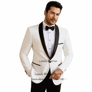 fi Witte Mannen Pakken Sjaal Revers Bruiloft Bruidegom Tuxedo Slim Fit Formele Banket Blazer 2 Delige Set Terno Masculino Jas broek l99N #