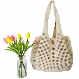 Fi Femmes Sacs à bandoulière tissés creux Sacs à bandoulière de grande capacité Sac à crochet Sac à main à tricoter Eco Femme Shop Tote m5fL #