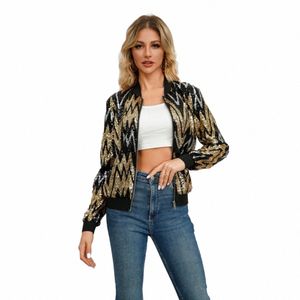 fi Vrouwen Jas Vrouwelijke Herfst Streetwear Bovenkleding meisje Pailletten Vest Jas dame Jassen g8SY #