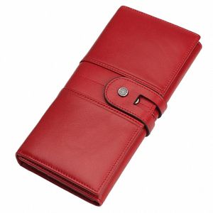 Fi Portefeuille pour femme RFID Porte-monnaie en cuir d'origine avec pièces de monnaie et cartes Grande capacité Femme Trifold Handy Embrayage Phe Sac n0JN #