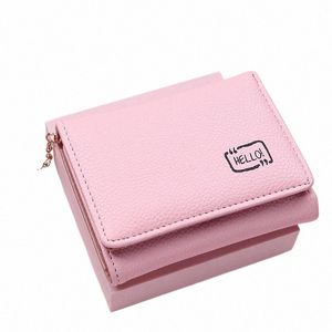 Fi Femmes Portefeuille Court Dames Petit Porte-Carte Imprimer Filles Gland Deux Fois Femme Porte-Monnaie Femelle Hasp Mini Embrayage Rose J2Vm #