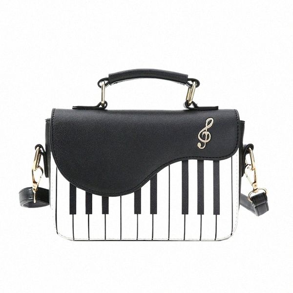 Fi Mujeres Bolsos de hombro Estilo Piano Lady Bag PU Bolsos de cuero Casual Mujer Niñas Bolsas de asas Billetera Billetera Flap Bag Z34X #