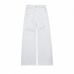 Fi Y2k Broek Mannen Jeans 99% Cott Wit Gescheurd Zachte Hoge Kwaliteit Baggy Wijde Pijpen Broek Gaten Mannelijke Streetwear X9Sj #
