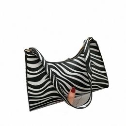 Fi Zebra Print Women Luxury Handtas PU Leer Simple onderarm schoudertassen vrouwelijk Dagelijkse ontwerp koppeling bakken Pas tas Pouch Q1WI#