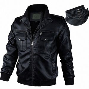 Fi Zip Up Veste en cuir de moto hommes coupe-vent automne hiver PU manteau en cuir homme vestes en cuir pour hommes vêtements d'extérieur noir l0E1 #