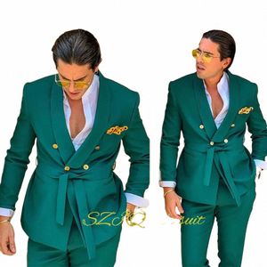Traje de hombre confiable 2 piezas traje elegante para hombre boda novio esmoquin chaqueta de doble botonadura pantalones D1xe #