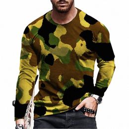 fiable rue vêtements pour hommes camoue imitati armée lg manches y2k tops2023 nouveau imprimé hommes lg manches t-shirt c7n7 #