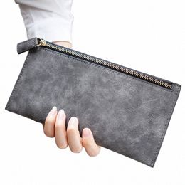 Fiable Retro LG Wallet Ultra-Delgado Frosted Zipper Wallet Phe Bag Ladies Holding A Coin Wallet Card Bag C3fj #