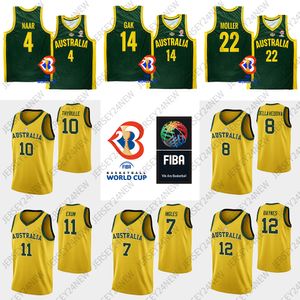 Fiba Australie 13 Sam Froling Basketball Jersey National 10 Mitch McCarron 7 Thon Maker 23 Keanu Pinder 5 Tyrese Proctor 25 Rhys Vague Green Yellow Jerseys XS-4XL
