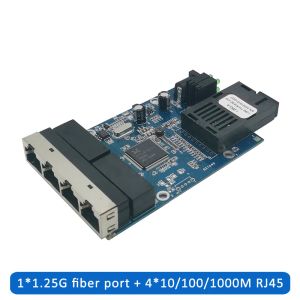 Vezel Ethernet Switch Media Converter Fiber optische media Vezelpoort 1F4E 1G4E PCBA 10/100/1000m HTB