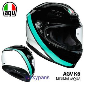 Casque de moto en Fiber de carbone italien K6 AGV pour femme et homme, complet, quatre saisons, universel, Anti-buée, pour course à pied, AQT8