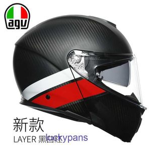 Casque de moto en fibre de carbone italien Spring AGV E05, visage ouvert, Double lentille, course complète, 4 WXMT
