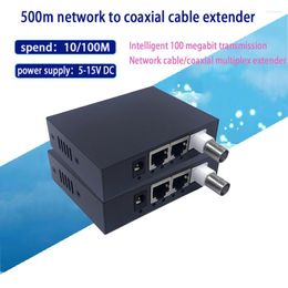 Équipement de fibre optique 1 paire 10/100M Ip Coaxia Transmission BNC vers Rj45 Port Extender CCTV HD vidéo EOC Ethernet 500m