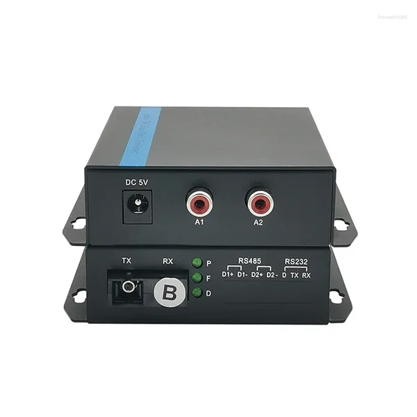 Equipo de fibra óptica 1 par 2 canales Audio unidireccional sobre convertidor extensor Rx Tx RCA a Singlmode hasta 20 km Transceptor