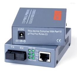 Equipo de fibra óptica 1 par HTB-GS-03 A/B Gigabit convertidor de medios ópticos 1000Mbps puerto SC de modo único 20KM fuente de alimentación externa