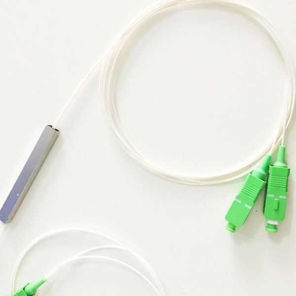 Equipo de fibra óptica 10 unids/lote 0,9mm tubo de acero 1x2 Mini Blockless 1 2 SC/APC conector PLC divisor