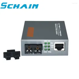 Equipo de fibra óptica 1 par transceptor Gigabit HTB-GM-03 2KM convertidor poeléctrico multimodo 2 interfaz SC con RJ45