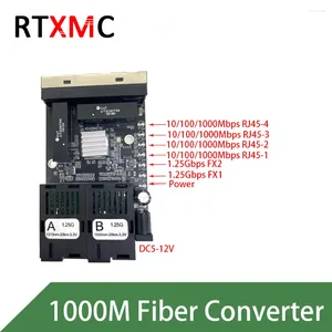 Équipement de Fiber optique 5 pièces, convertisseur 2SC4GE, commutateur Ethernet Gigabit 10/100/1000M, média optique monomode 4RJ45 UTP et 2SC