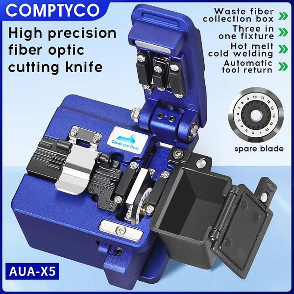 Equipo de fibra óptica COMPTYCO 2024 FTTH Herramienta de corte de alta precisión AUA-X5 Cuchillo de cable de cuchilla óptica 16 Hoja de superficie