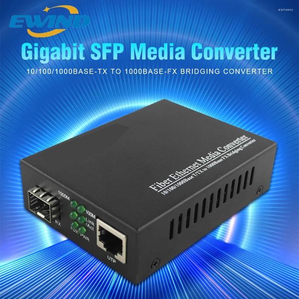 Equipo de fibra óptica EWIND Gigabit SFP a Rj45 Media Converter 1000Mbps Switch con módulo compatible CISCO/Mikrotik/HUAWEI