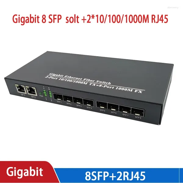 Equipo de fibra óptica convertidor de medios 8sfp2E 2Rj45 interruptor óptico Gigabit para cámara IP UTP SFP 8F2E
