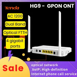 Équipement de fibre optique Tenda HG9 GPON AC1200 Routeur Wi-Fi double bande ONT Réseau optique FTTH Modem ONU OLT OMCI TR069 Appel téléphonique VoIP USB NON