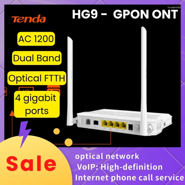 Equipo de fibra óptica Tenda HG9 GPON AC1200 Enrutador Wi-Fi de doble banda ONT FTTH Red óptica Módem ONU OLT OMCI TR069 Llamada telefónica VoIP USB NOT