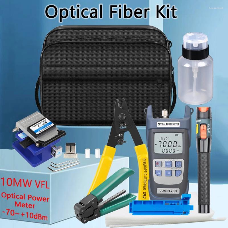 Fiber Optic Equipment Tool Kit med Fibra Optica Power Meter och 10 MW Visual Fault Locator FC-6S Black FTTH