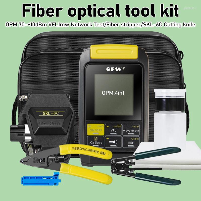 Fiber Optic Equipment Tool Kits 4in1 Optical Power Meter Visual Fault Locator VFL 10MW SKL-6C/FC-6S Cutting Knife FTTH Stripper