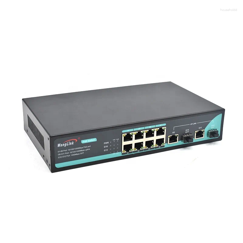 Sprzęt światłowodowy WANGLINK 1.25G Gigabit 8port Poe 2SFP 2UpLink przełącznik dla CameraIP 120W