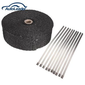 Freeshipping Fiberglass Exhaust Wrap Header Turbo Pipe Haute Chaleur Isolant Bande Noir Voiture 10mx5cmx2mm