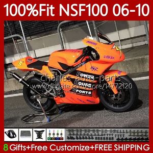 Carénages de course en fibre de verre pour HONDA NSF100 NSF-100 NSF 100 06 07 08 09 10 Carrosserie 116No.61 NS-F100 Orange clair 2006 2007 2008 2009 2010 Corps de moulage par injection en fibre de verre