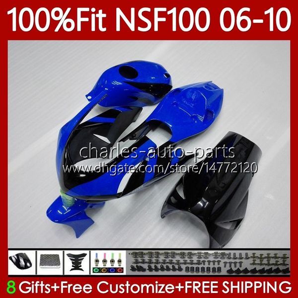 Carénages de course en fibre de verre pour HONDA NSF100 NSF-100 NSF Factory Blue 100 06 07 08 09 10 Carrosserie 116No.50 NS-F100 2006 2007 2008 2009 2010 Corps de moulage par injection en fibre de verre