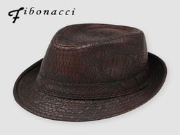 Fibonacci Chapeaux pour hommes Angleterre Fedora Jazz Hat mans vintage pu cuir hiver Panama Cap Bowler Hat Cap Version classique Gentlema5036746