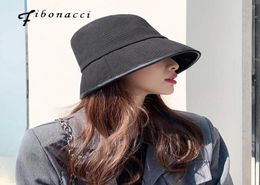 Fibonacci Sombreros para mujeres Summer Black Panamá Capa de Luxury French Bucket Histón Bob Casual al aire libre Protección solar Brim5031969