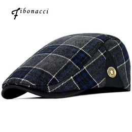 Fibonacci haute qualité rétro adulte bérets hommes laine Plaid Cabbie Flatcap chapeaux pour femmes gavroche Caps242k