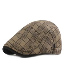 Fibonacci Vintage Spring Summer Béret hommes Femmes Chapeau Coton Cabbie Flat Ivy Plaid Newsboy Cap7444754