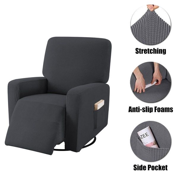 Fibre Élastique Recliner Chair Cover Protector Non-slip All-inclusive Massage Sofa Couch Cover pour Wingback Fauteuil Sofa 201222