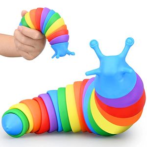 Fidget 3D jouet Slug Imprimé Articulé Sticky Stretch Sensory Toys pour Autistic Friendly 220531