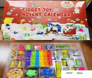 Fidget Advent Kalender Mystery Box Kerstcountdown Blind speelgoeddozen Kinderkinderen Geschenken Push Puzzel Spinner Key Ring Marble Mes1322870